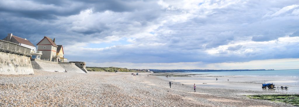 Audresselles pebble beach, with stretches of sand at low tide